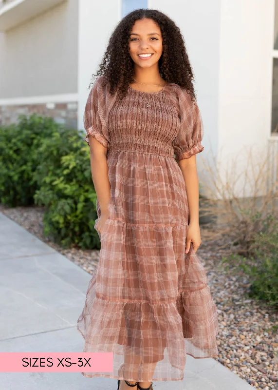 Eliana Brown Plaid Dress