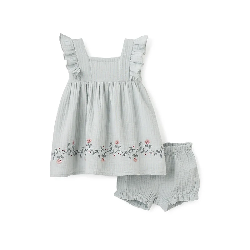 Embroidered Muslin Dress + Bloomer Set by Baby Needs/Elegant Baby