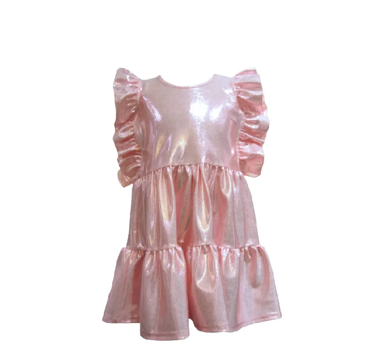 Flutter Butterfly Sleeve Dress In Pink by Little Mass