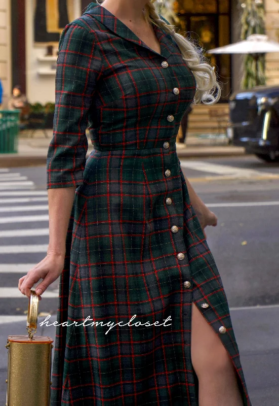 Gloria - wool blend plaid Aline dress