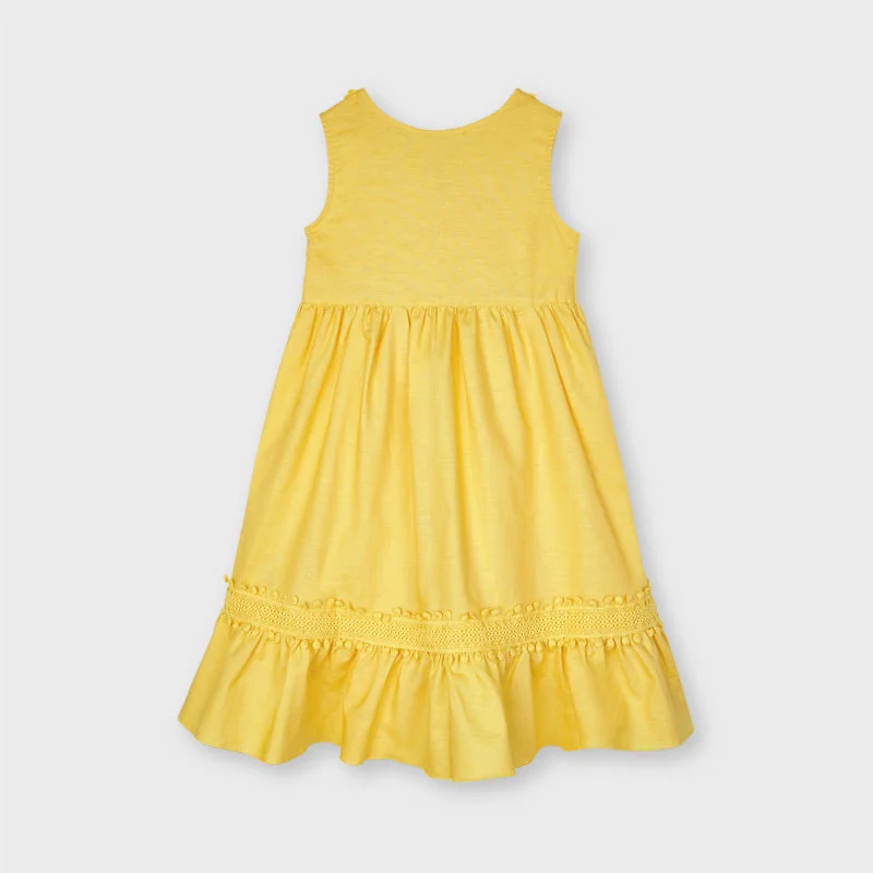 Guipure Linen Dress In Mustard by Mayoral