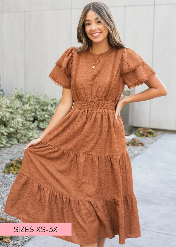 Harleigh Chestnut Ruffle Tiered Dress