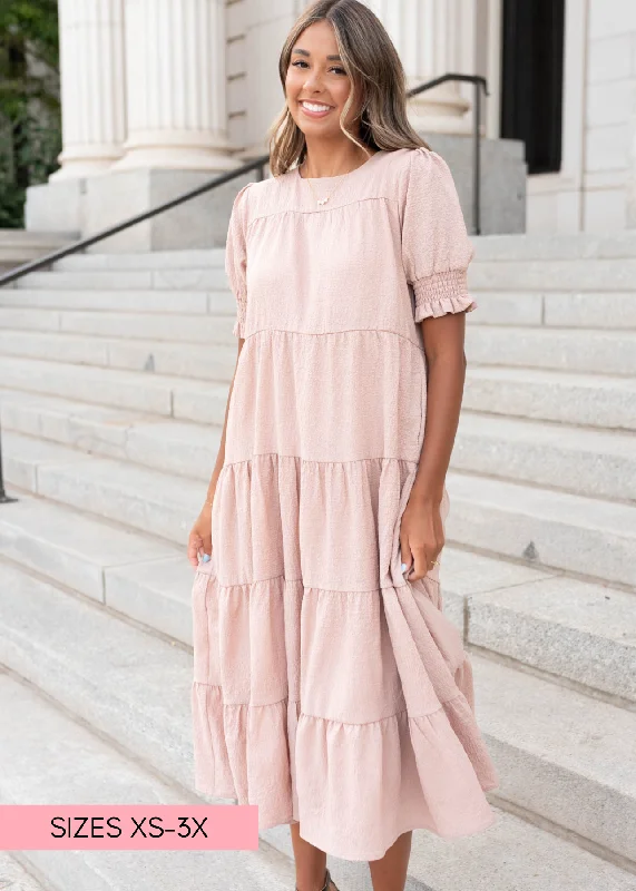 Janessa Tiered Dusty Blush Dress