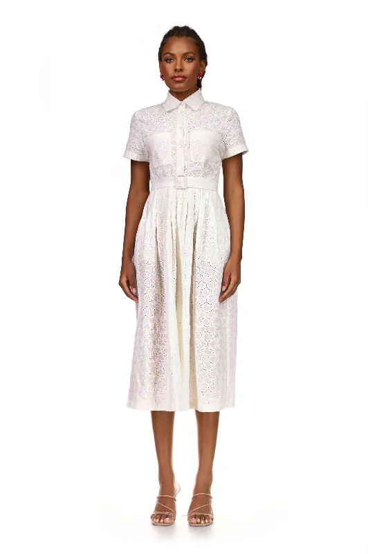 Kristin Heart Eyelet Button Down Dress