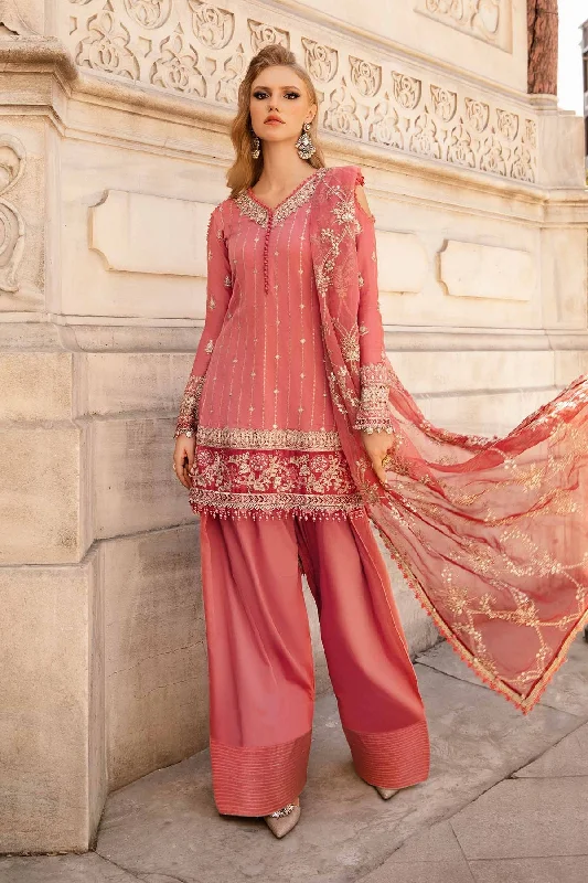 Maria. B 03 Piece Unstitched Embroidered Cotton Satin Suit - CST-809