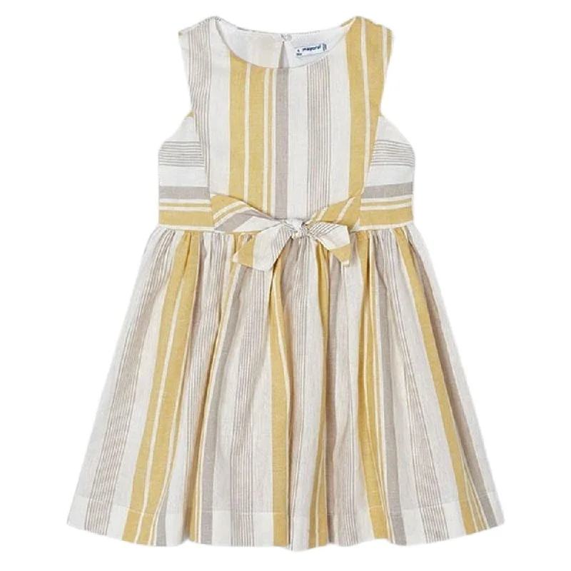 Yellow Striped Linen Summer Dress