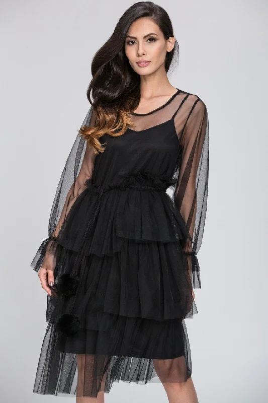 Mina Al Sheikhly - Black Fluff Layered Dress