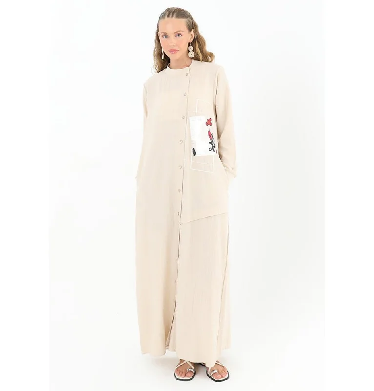 Modern Muslim Women's Sporty Bomber Dress - 12533 Beige