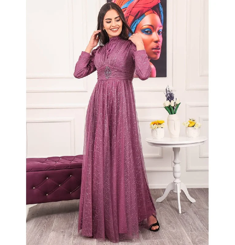 Modest Formal Shimmery Dress G453 Lilac