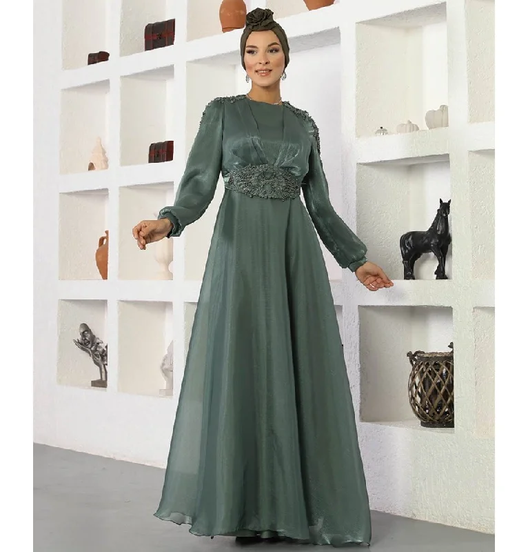 Modest Formal Embellished Dress G489 Mint