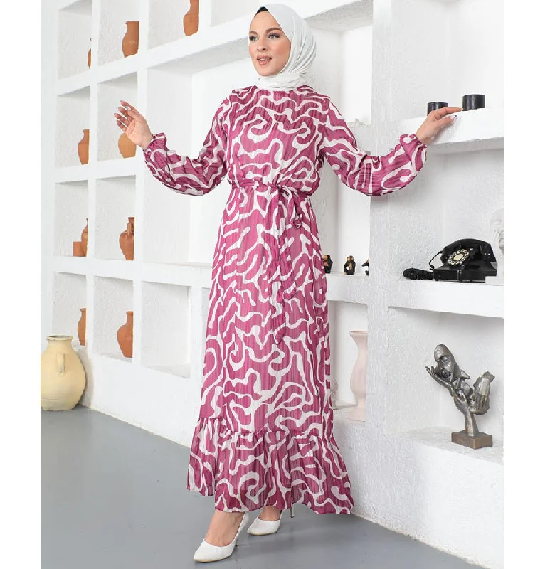 Modest Women's Dress Abstract 3105-23 Pink