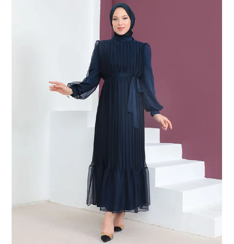 Modest Women's Dress Elegant 9390 - Navy