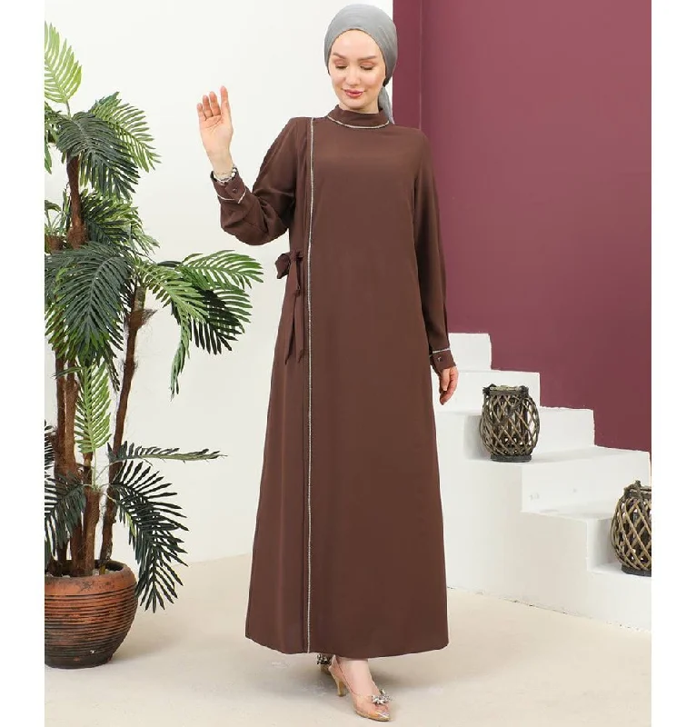 Modest Women's Dress Elegant 9470 Brown