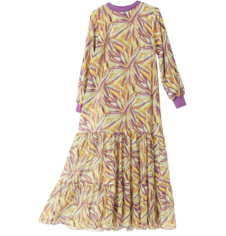 Modest Women's Dress Palm Trees M12459 - Yellow