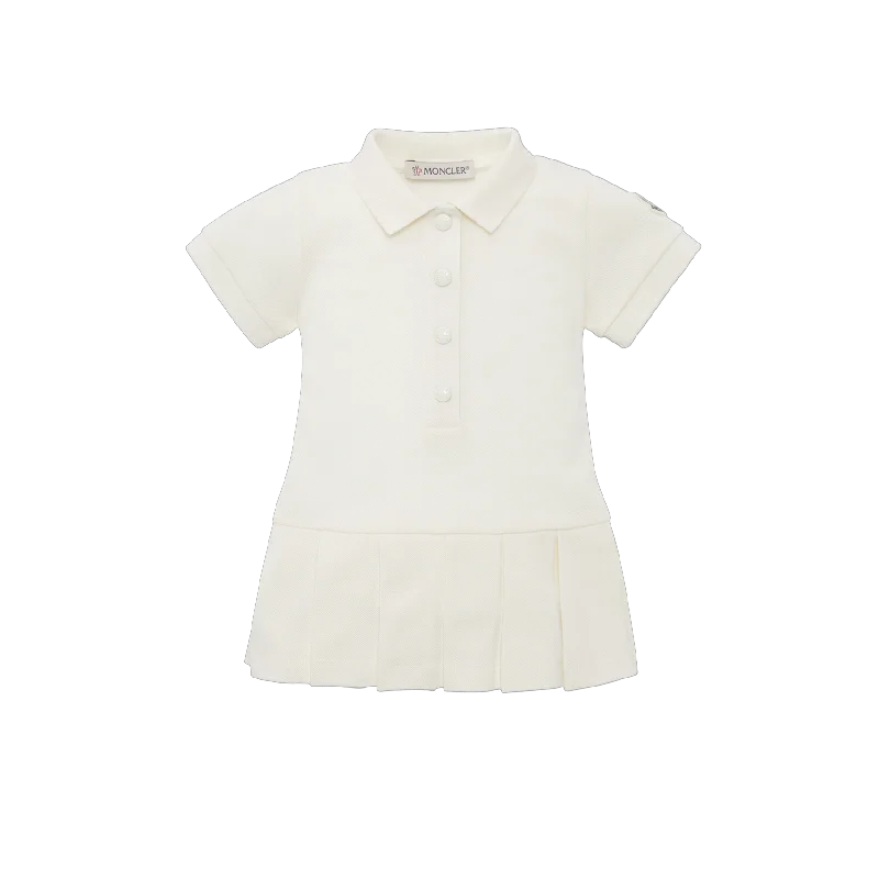 White Enfant Logo Patch Pleated Dress