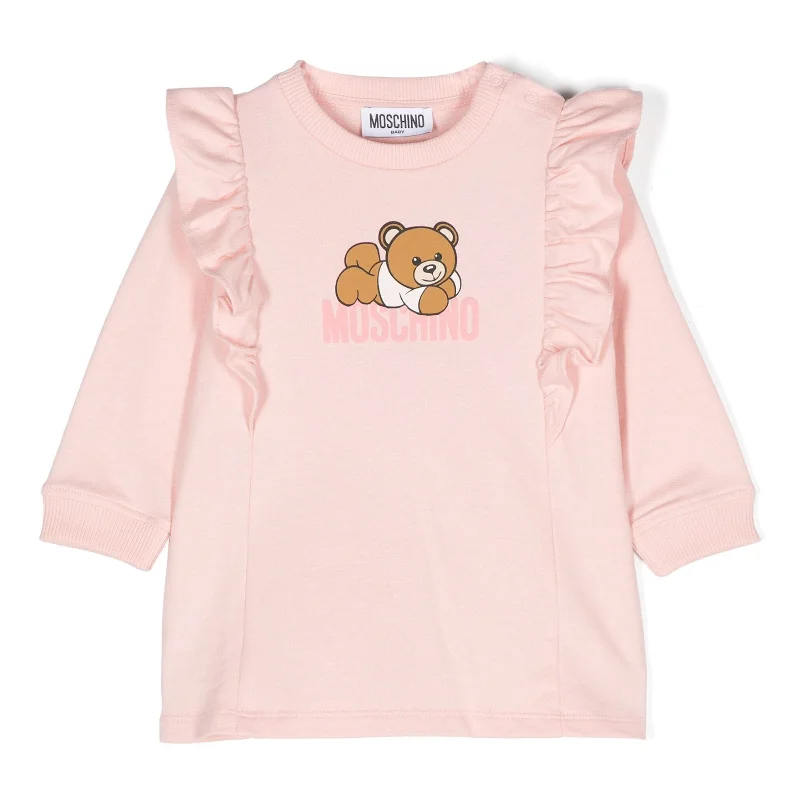 Pink Bear Logo Ruffled Dress