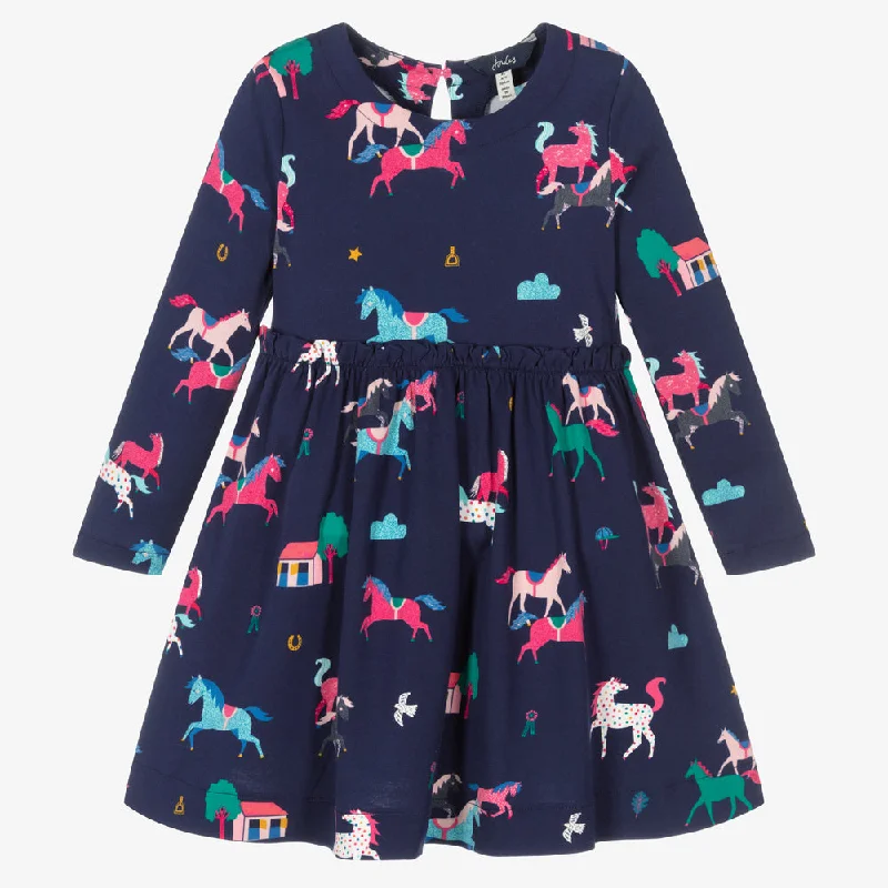 Hampton Navy Ponies Paperbag Waist Dress by Joules