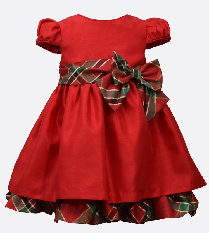 Plaid Red Empire Sash Dress