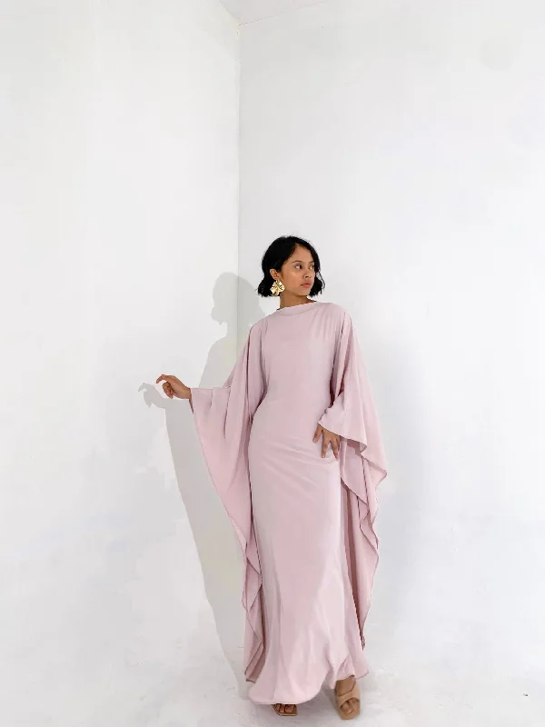 Dusty Pink Plissé Kaftan Dress