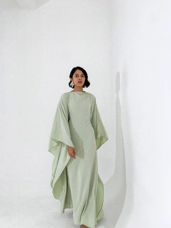 Pistachio Plissé Kaftan Dress