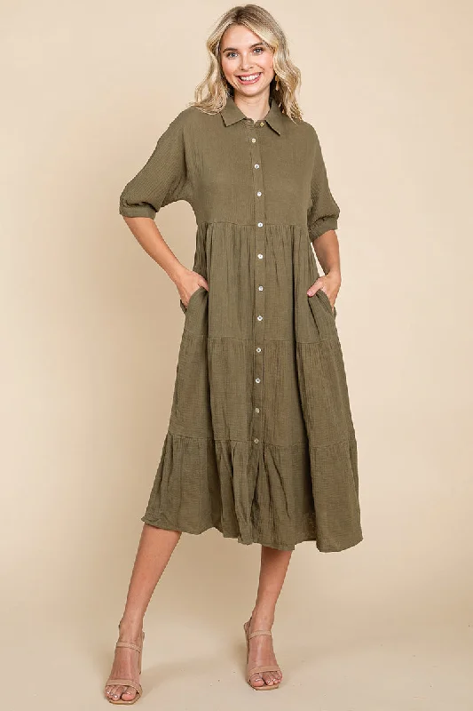 Poly Olive Dress