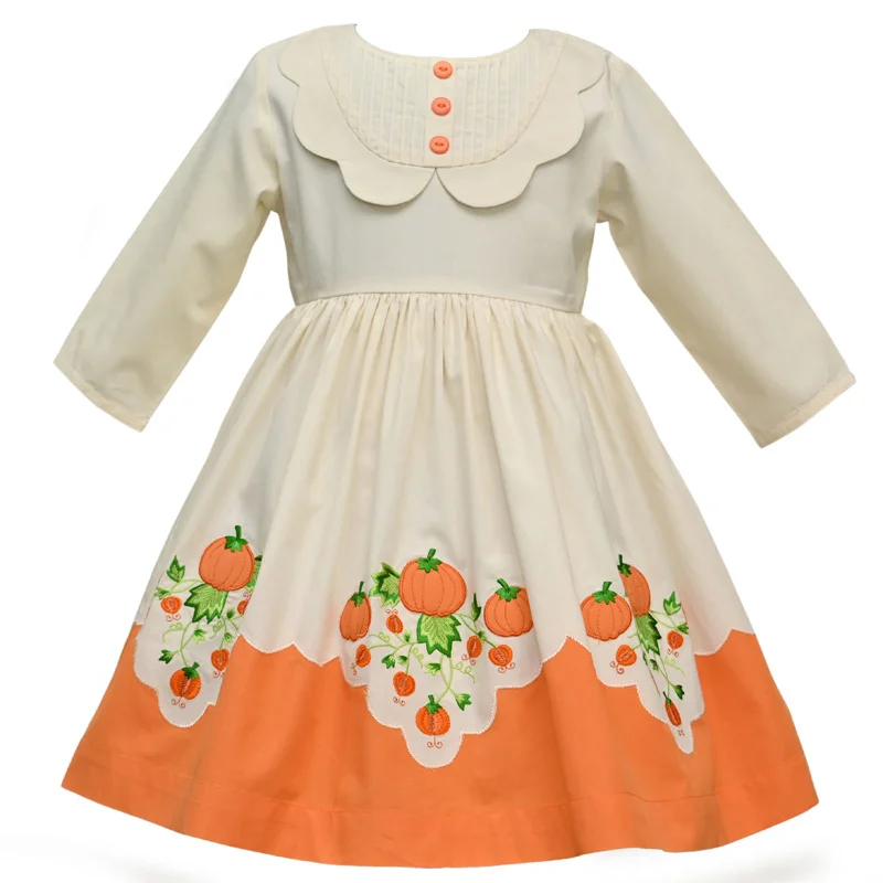 Pumpkin Scallop Dress by Cotton Kids