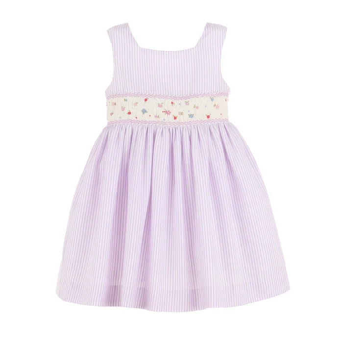 Purple Stripe Smocked Dress by Luli & Me