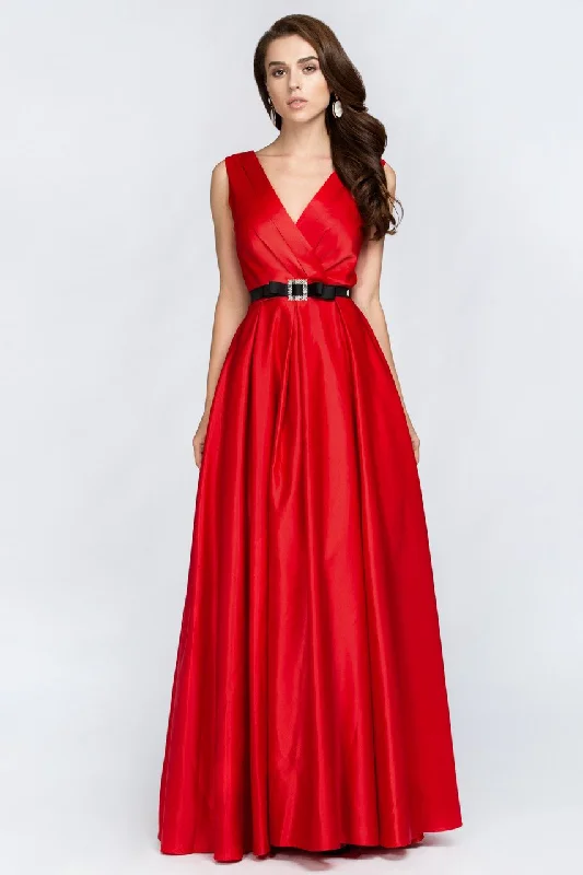 Red Silk Princess Evening Gown