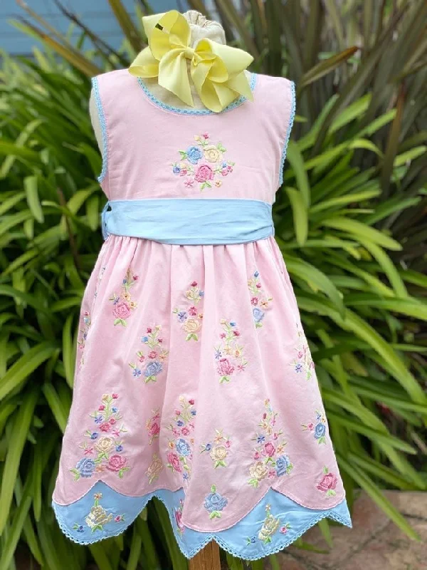 Rose Embroidered Dress by Cotton Kids