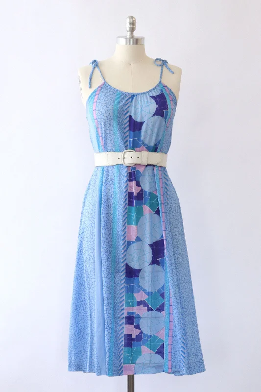 Rose Marie Reid Pebbled Periwinkle Sundress S-L