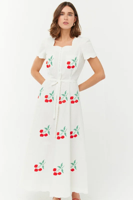 Scalloped Rio Dress w. Embroidery