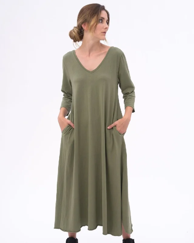 Scoop Neck 3/4 Sleeve Organic Cotton Dress