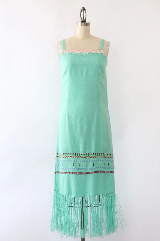 Seafoam Folk Flapper Dress XS