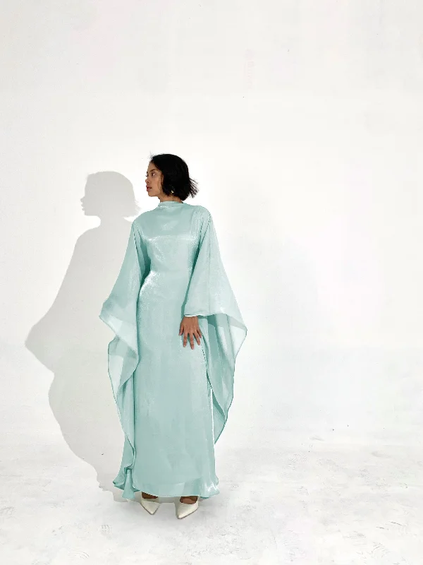 Sheen Kaftan Dress in Light Aquamarine