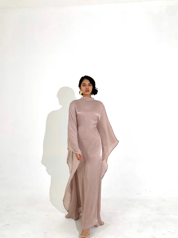 Sheen Kaftan Dress in Rose Gold