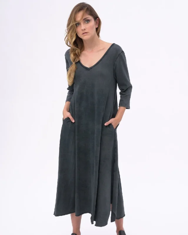 Stonewashed Scoop Neck Organic Cotton Dress