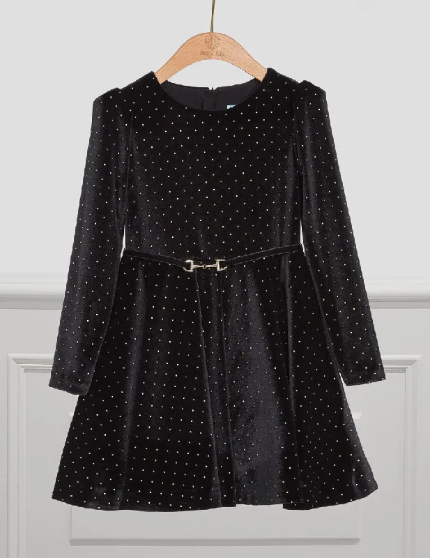 Studded Velvet Dress In Black by Abel & Lula