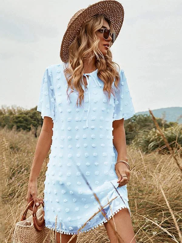 SUMMER DRESS VNECK WHITE KNEE LENGTH BEACH DRESS