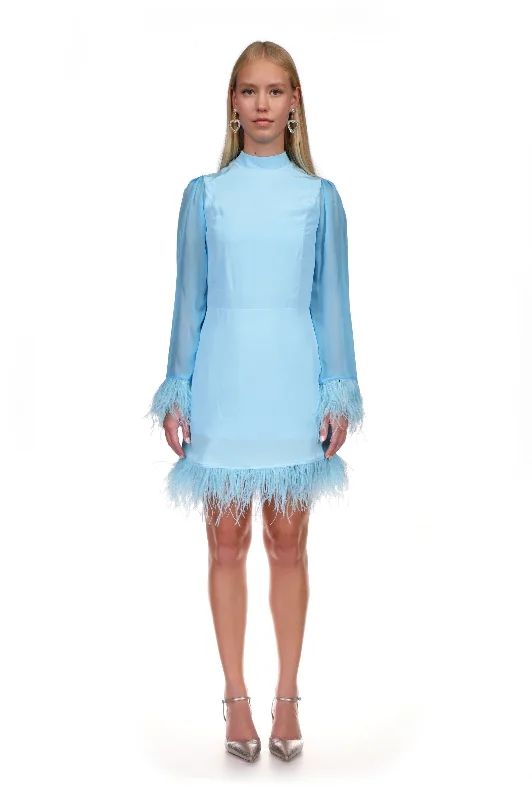 Tate Dress with Feather Trim