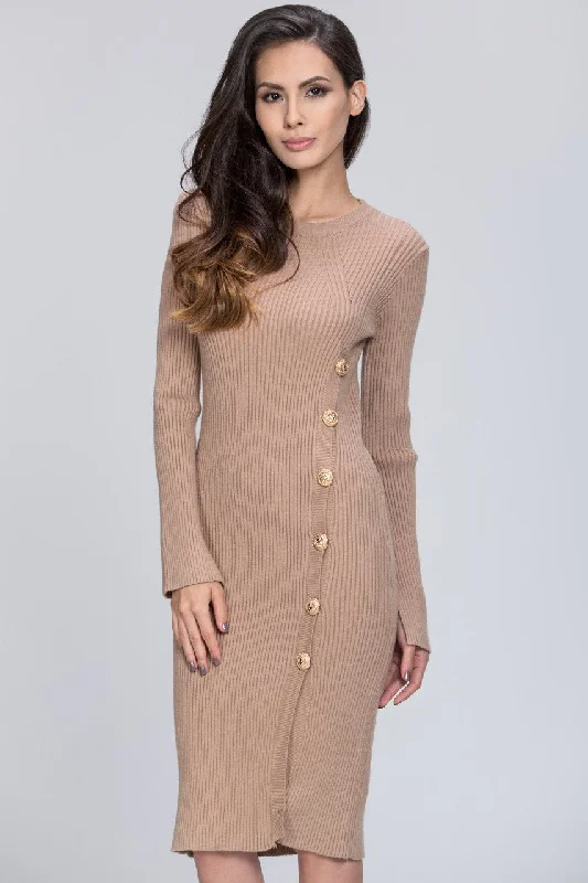 The Real Fouz - Knit Fitted Button Detail Dress