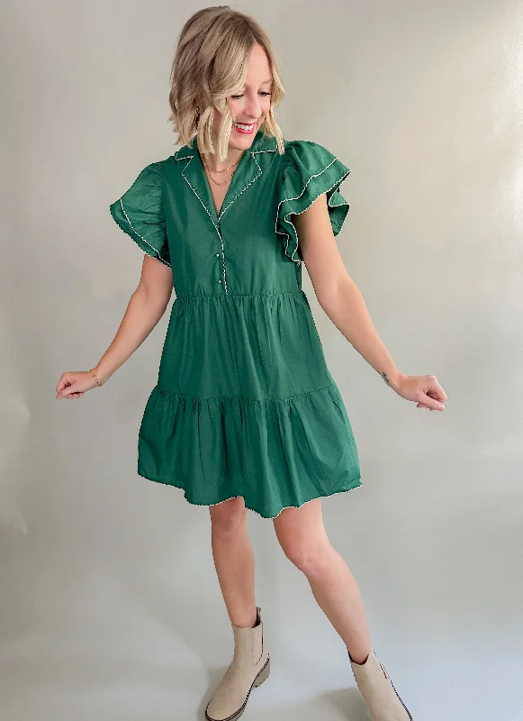 The Sanford Scalloped Dress (Forest)