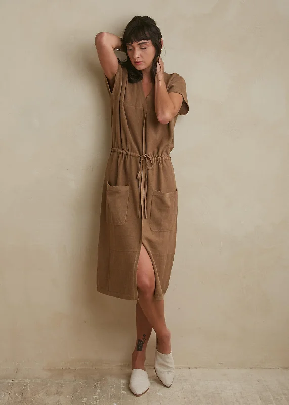 Tie Waist Dress in Moss | Oyun