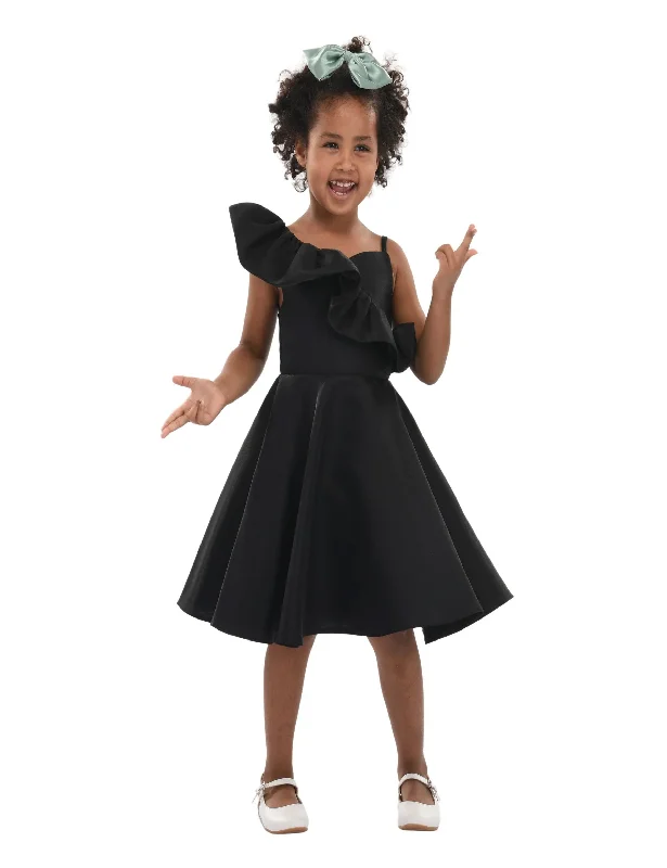 Black Riviera Off Shoulder Ruffle Dress