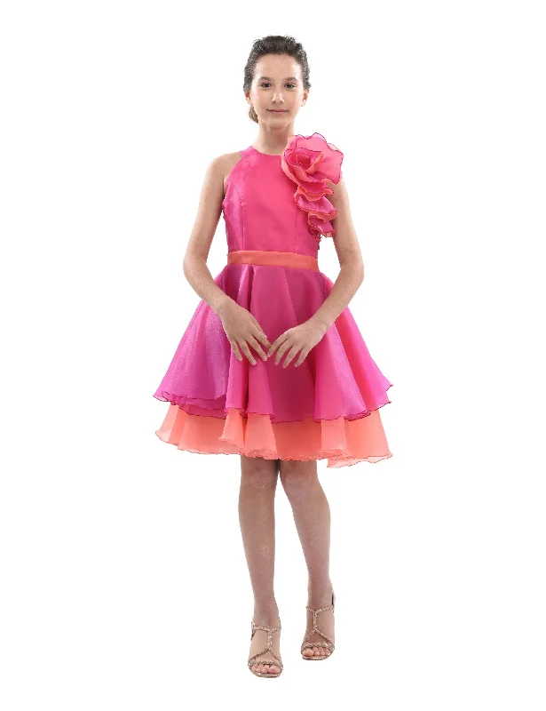 Fuchsia Estancia Halter Organza Dress