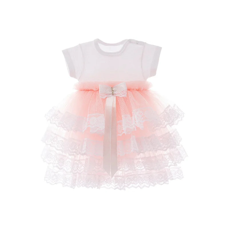 Pink Bella Vina Ruffle Babysuit Dress