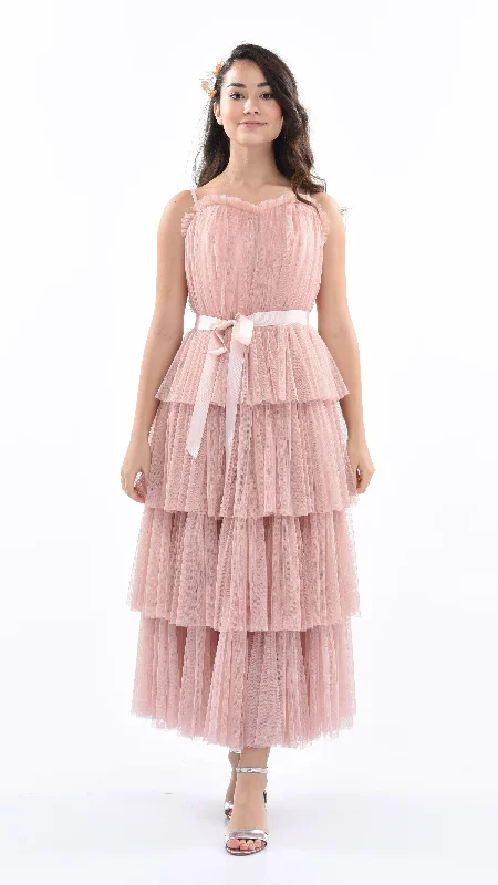 Pink Blush Firenze Tiered Ribbon Dress