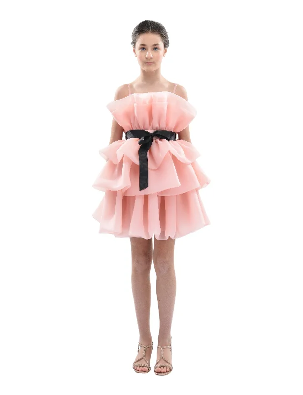 Pink Noella Ruffle Bow Dress