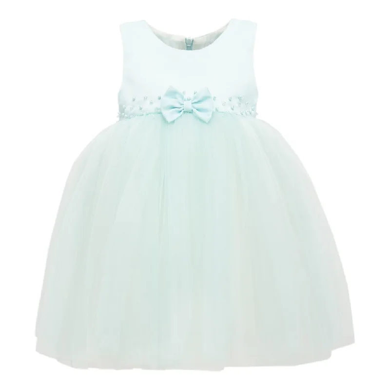 Blue Teal Mallory Bow Dress