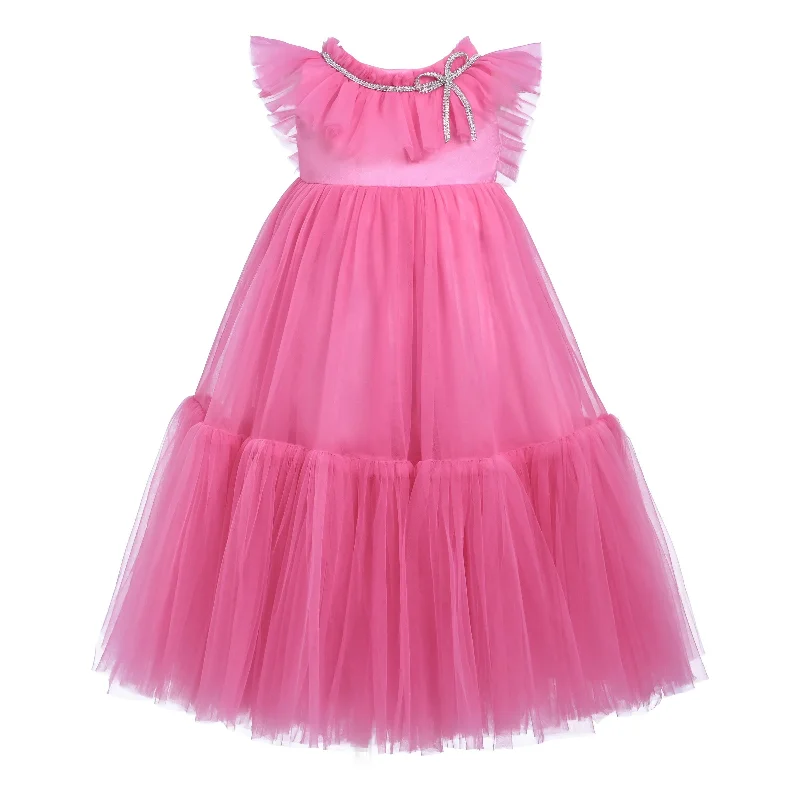 Pink Ruffle Beckwith Trapeze Dress