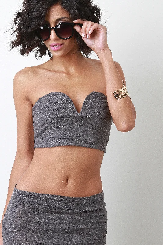 Pin Tuck Strapless Crop Top